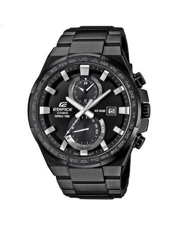 Мъжки часовник Casio Edifice черен браслет със сребристи стрелки