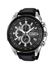 Мъжки часовник Casio Edifice черен с черна каишка от естествена кожа