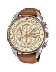 Мъжки часовник Casio Edifice с бежова каишка от естествена кожа