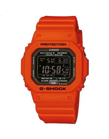 Мъжки часовник Casio G-SHOCK оражев с правоъгълен дисплей