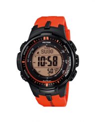 Мъжки часовник Casio Pro Trek черен с оранжева каучукова каишка