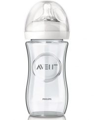 AVENT SCF673/17 Стъклено шише Natural с биберон Slow с 2 дупки 1м+ 240 ml.