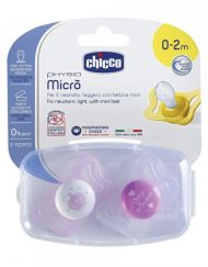 CHICCO N0340 Залъгалка силикон 0-2 м. 2 бр PHYSIO MICRO GIRL