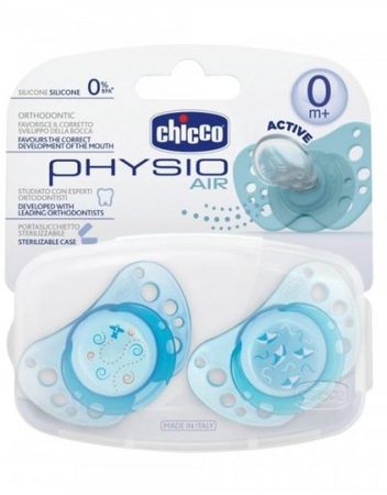 CHICCO Залъгалка силикон PHYSIO AIR СИН 0+ 2 бр. 72731.210