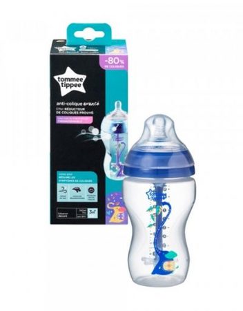 TOMMEE TIPPEE Шише за хранене с декорация 340 мл. 3+ ANTI-COLIC СИН 42257875