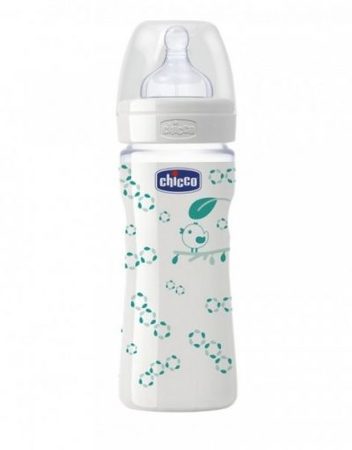 CHICCO N0214 Шише стъкло силикон 240 мл. 0м+ UNI