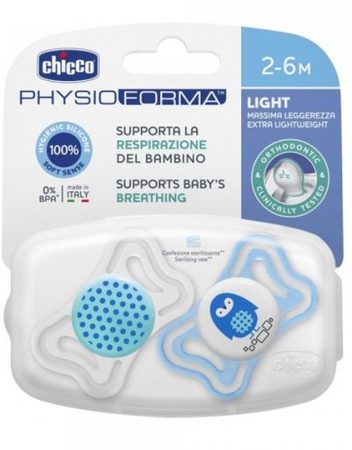 CHICCO N0360 Залъгалка силикон 2-6 м. 2 бр PHYSIO LIGHT МОМЧЕ