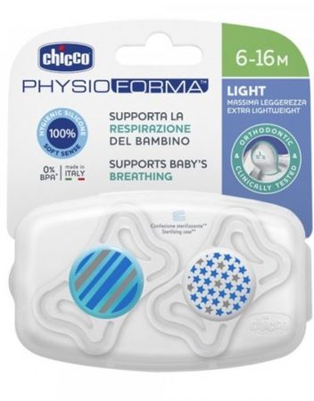 CHICCO N0362 Залъгалка силикон 6-16 м. 2 бр PHYSIO LIGHT МОМЧЕ