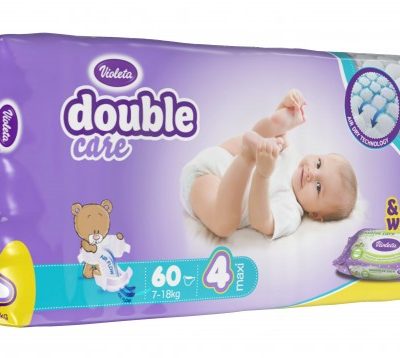 VIOLETA Бебешки пелени + мокри кърпички размер 4 7-18 кг. 60 бр. DOUBLE CARE 77715