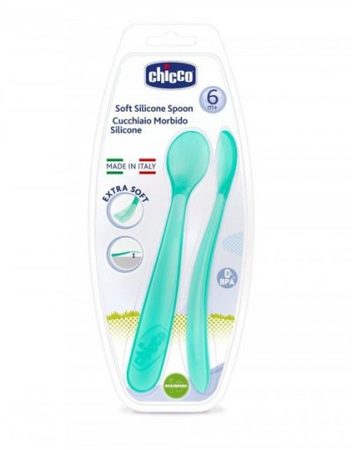 CHICCO N0416 Мека силиконова лъжичка 2 бр СИНЯ