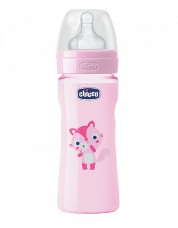 CHICCO Шише PP 250 мл. 2м+ силикон РОЗОВ 20623.11