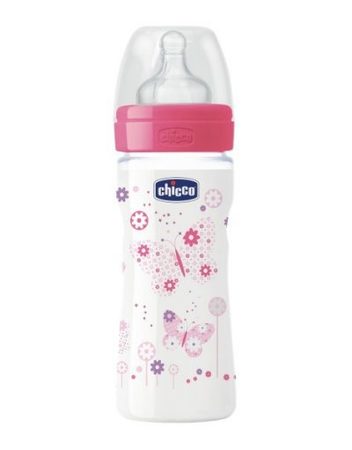 CHICCO Шише PP 250 мл. 2м+ силикон РОЗОВ 70723.100