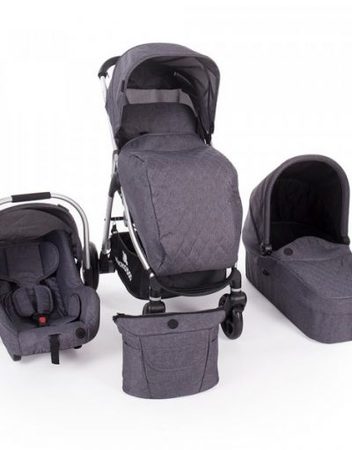 KIKKABOO Комбинирана количка 3в1 TRINITY ALL IN ONE GREY MELANGE 31001010090