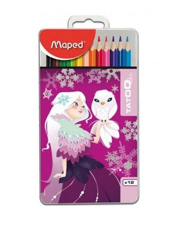 Арго Maped Color'Peps Tatoo Цветни моливи в метална кутия 12 цвята 9832037