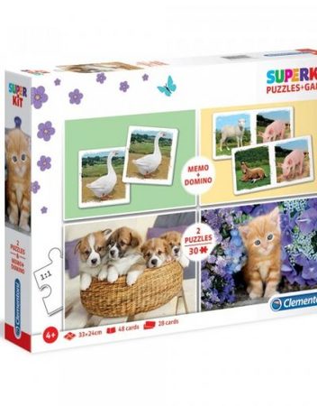 CLEMENTONI SUPERKIT Пъзел Animals 2x30ч. Memo + Domino 20209