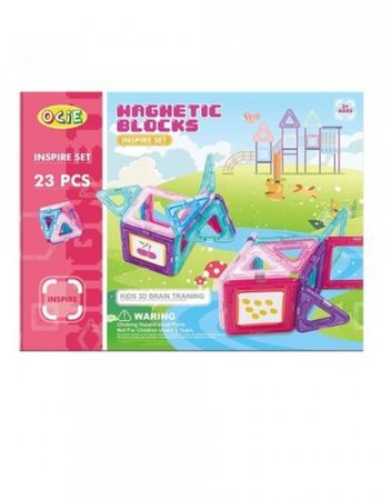 MAGNETIC BLOCKS Конструктор с магнитни елементи INSPIRE РОЗОВ 23 части OTG0903152