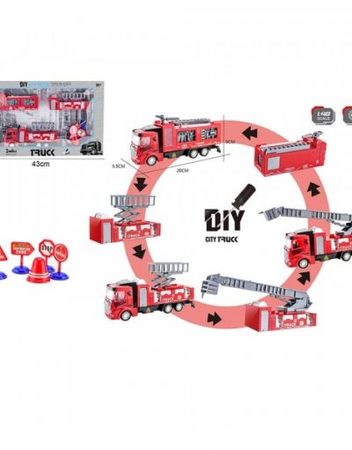 OCIE DIY City Truck Пожарна 1:48 със сменящи се ремаркета, пътни знаци OTB0576644