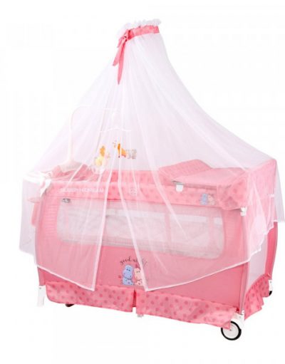 LORELLI CLASSIC Кошара на 2 нива SLEEP'N'DREAM ROCKER PINK HIPPO 1008034/2076