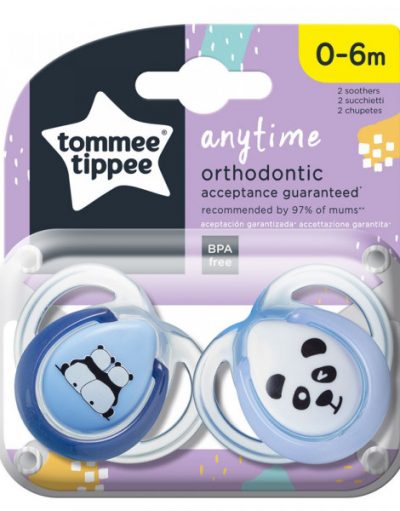 TOMMEE TIPPEE Ортодонтични залъгалки 0-6 м. ANYTIME СИНИ  TT.0082.001