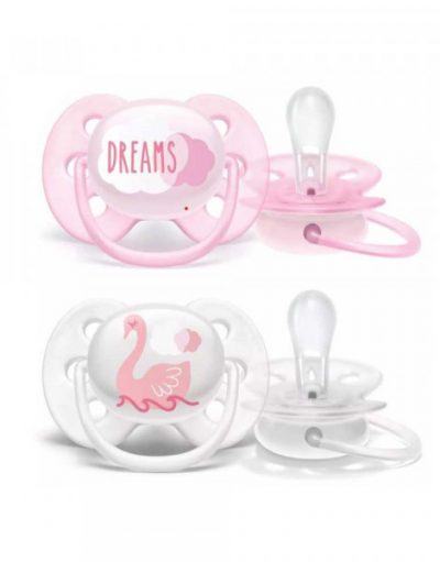 AVENT SCF222/02 Силиконови меки залъгалки 2 бр. 0-6 м. ULTRA SOFT МОМИЧЕ ЛЕБЕД/DREAMS 00A.0515.006