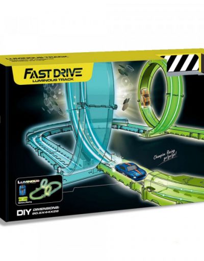 FAST DRIVE Светеща писта с два лупинга и количка 2103B091